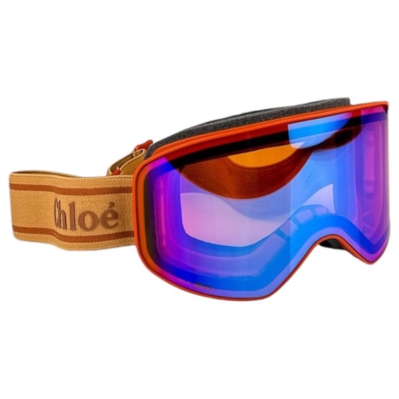 New! CHLOE Ski Mask CH0072S 003 Matte Rust/Orange Multilayer Blue Authentic
